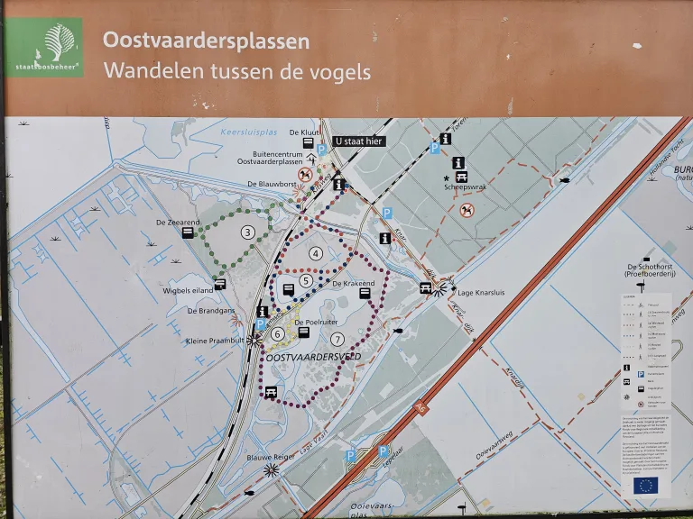 kaart wan wandelroute oostvaardersplassen